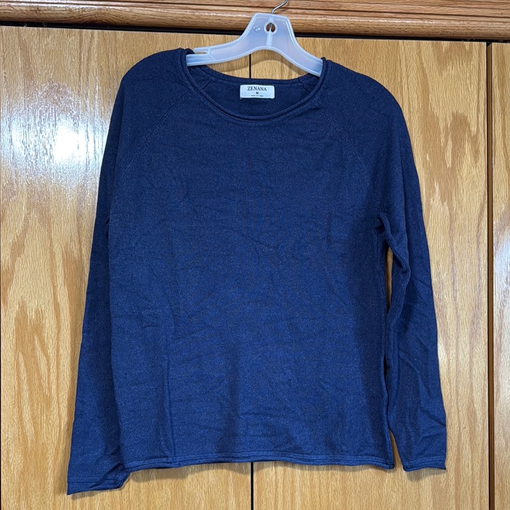 Zenana Medium Navy Blue Long Sleeve Top